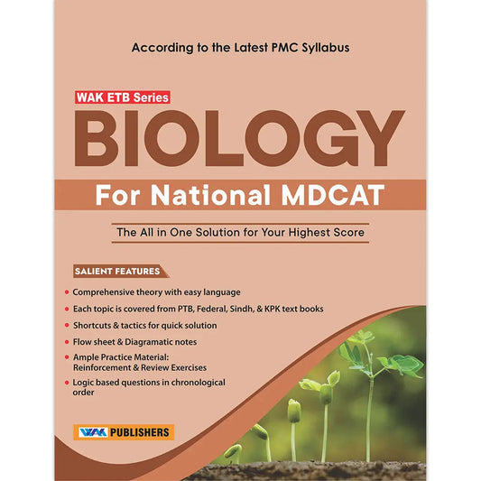 WAK ETB Series Biology – For National MDCAT (PMC) | FSc Part I & II, MCQs + Diagrams